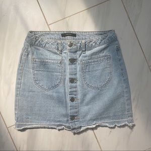 denim light wash mini jean skirt